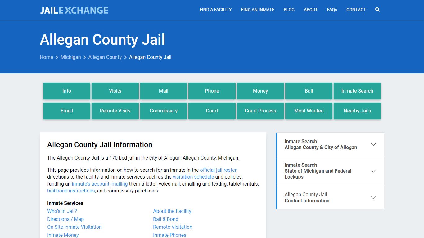 Allegan County Jail, MI Inmate Search, Information